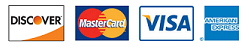 Logo for Discover, Mastercard, Visa, & Amercan Express
