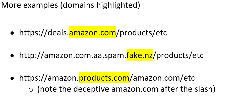 Some examples of links with the domain portions highlighted.